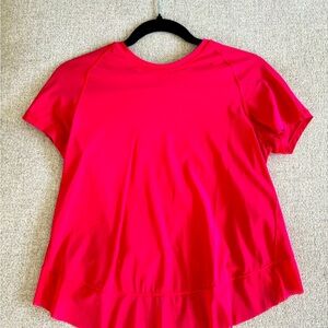 Pink Lululemon open back short sleeve size 6
